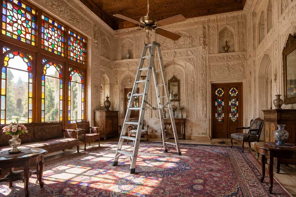 نردبان مناسب برای نصب پنکه سقفی